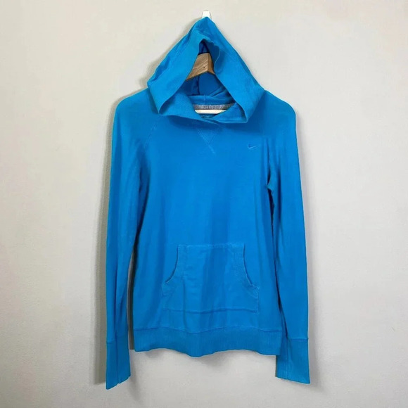 Vintage Nike Long Sleeve Hooded Pullover Sweatshirt Women's Medium Blue Active - Picture 2 of 14